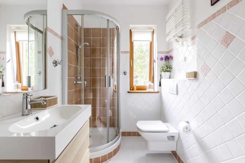 Corner Shower with Compact Fixtures